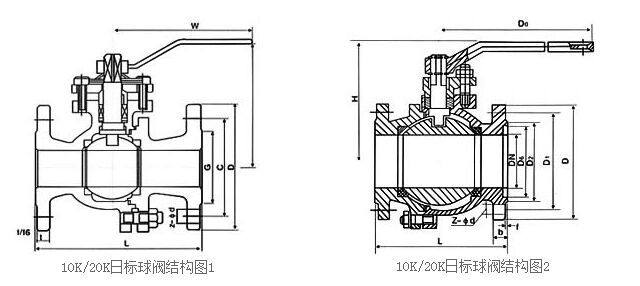 日標(biāo)球閥Q41F-20K主要連接尺寸 日標(biāo)球閥Q41F-20K主要連接尺寸